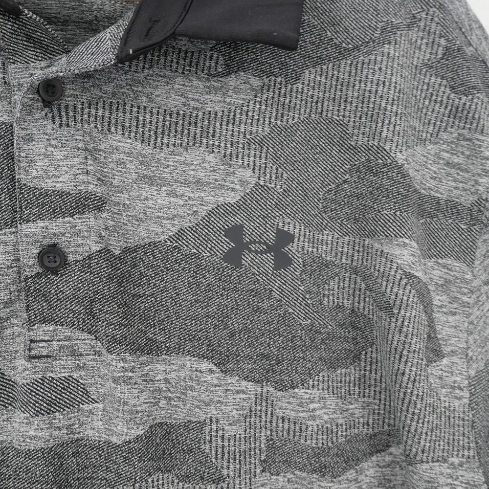 Under Armour Men's 2Xl UA Playoff Camo Jacquard Polo Shirt Black Gray - Picture 5 of 10